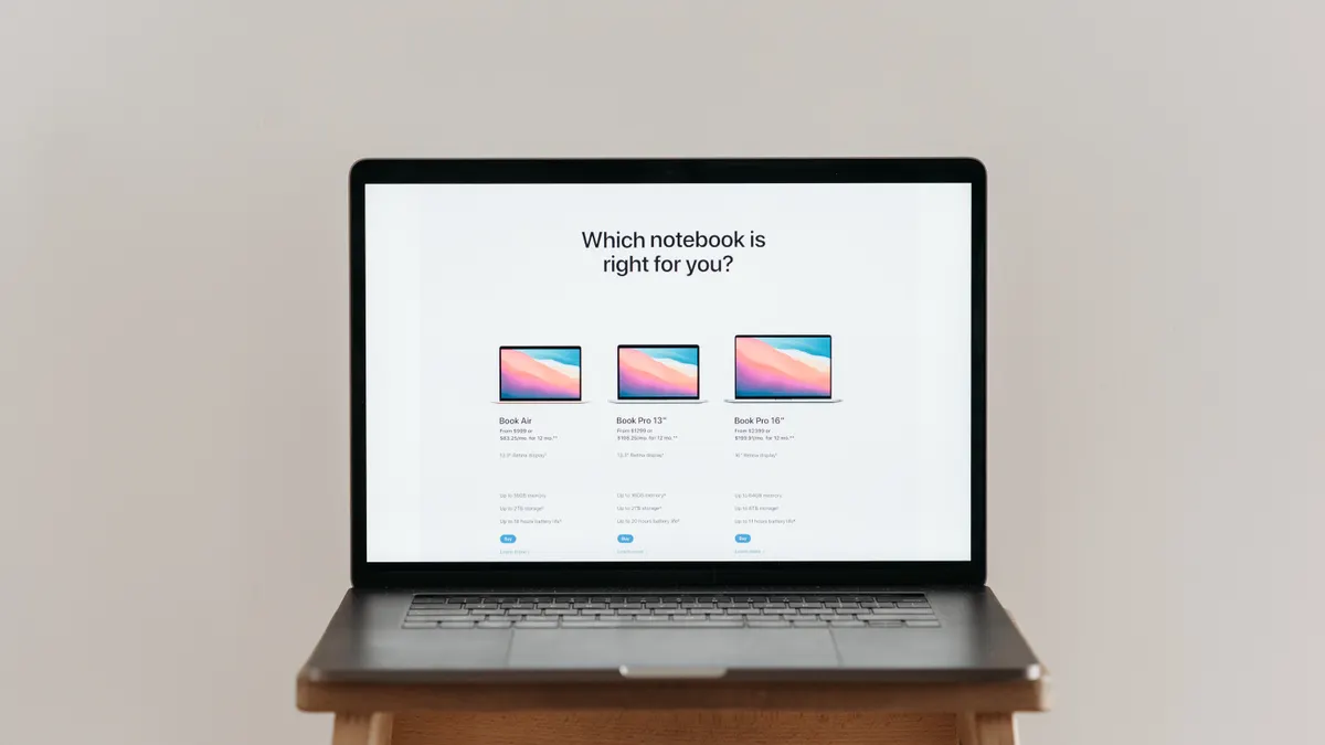 laptop showing a side-by-side product comparison page