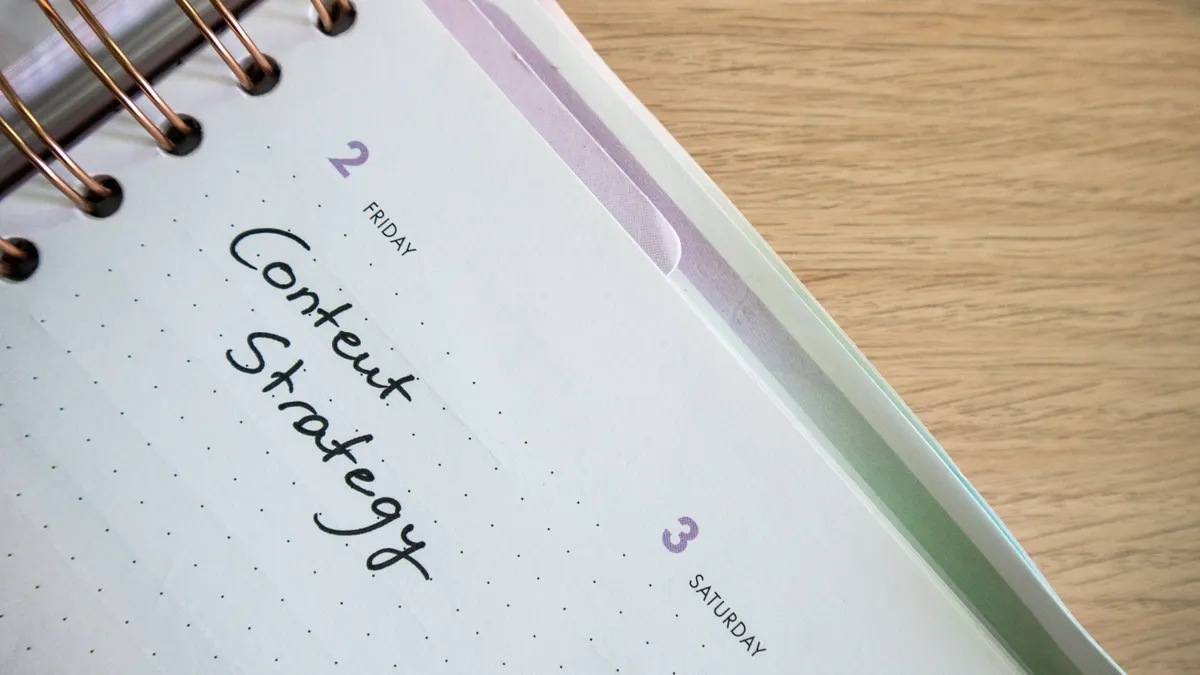 open notebook with handwritten content strategy